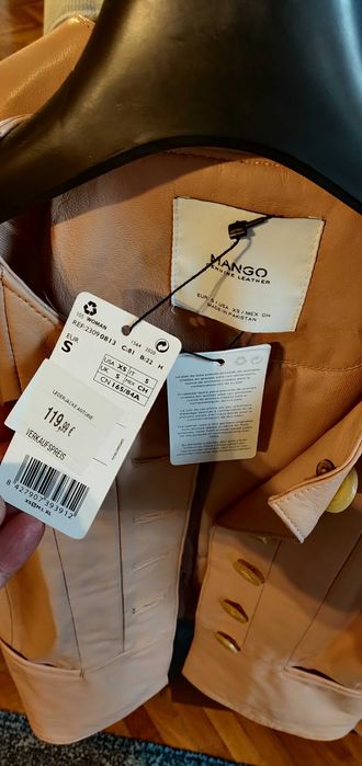 jacheta piele dama Mango