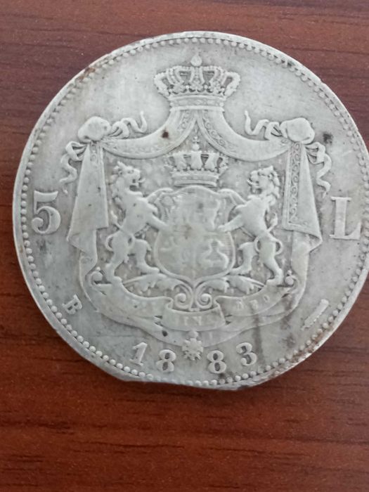 Titlu: Monedă veche 5 Lei 1883 – Carol I – argint