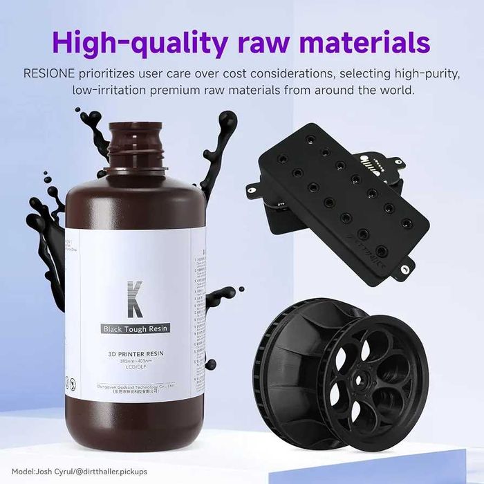 Чисто нова запечатана оригинална 3D смола RESIONE K Tough ABS-Like (Черна, 1 кг)