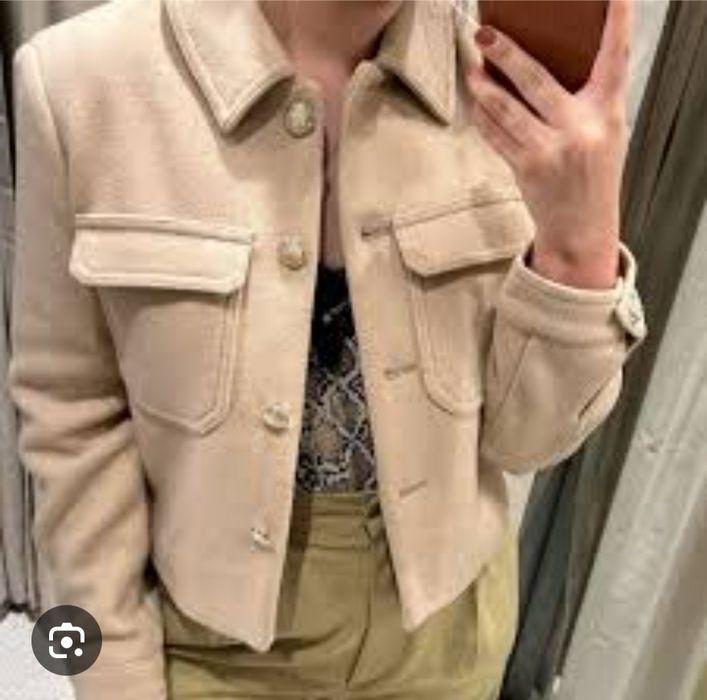 ZARA Wool Blend CROPPED Coat палто S-38