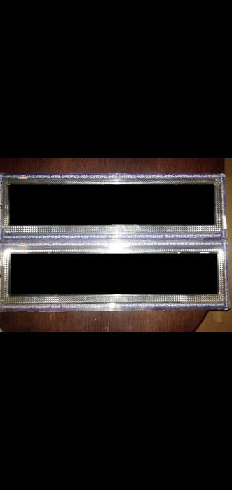 set pereche 2 Placute numere inmatriculare cromat argintiu in relief