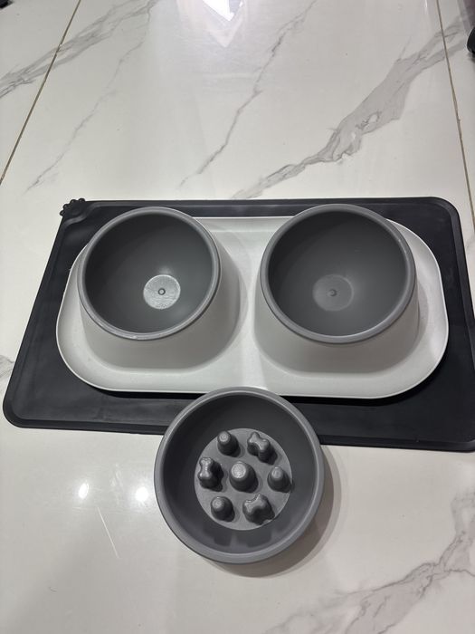 Миска для собак и кошек 2-в-1 + коврик + slow feeder