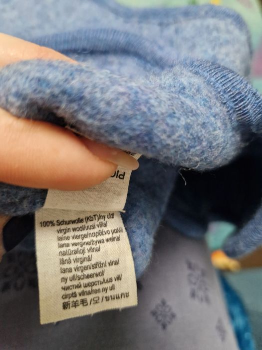 Cagula fleece din lana merinos Pickapooh Mara Albastru Jeans