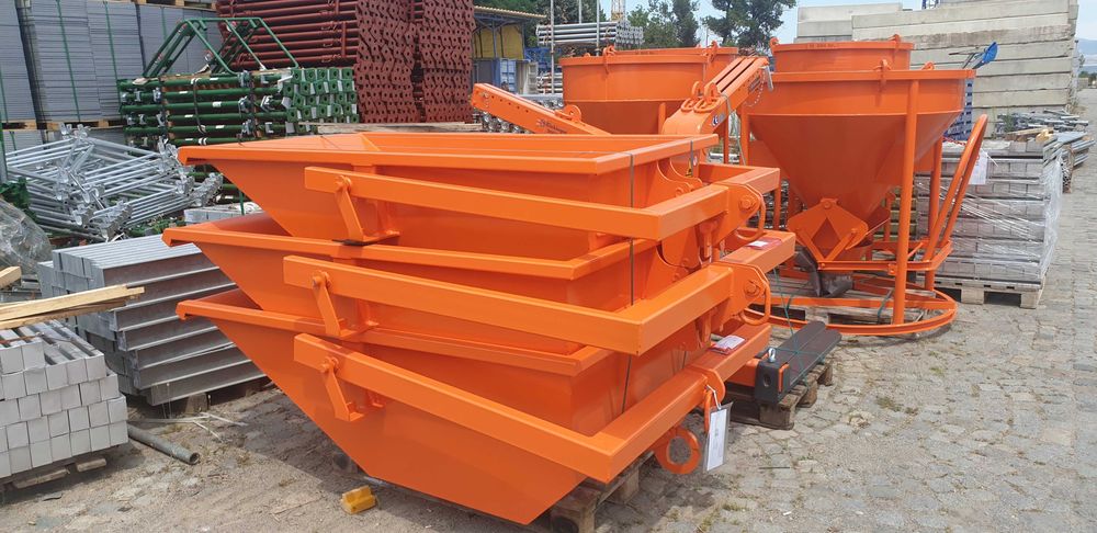 Кюбели за бетон, легени за строителни смеси, кранови вилици