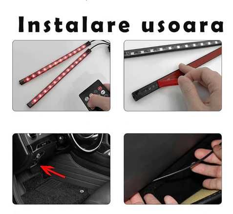 Kit Lumini Ambientale Auto Interior RGB 9 SMD 8 Culori KIT LED