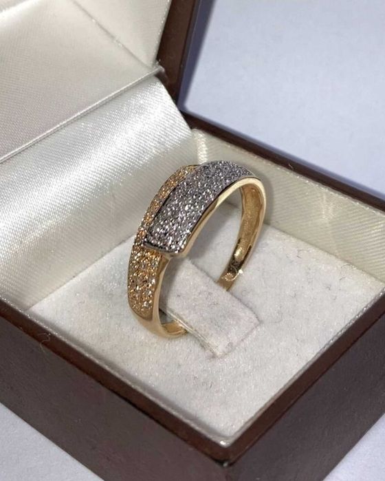 Inel superb aur alb/ galben 14k cu diamante naturale 0.25ct / 3.49gr
