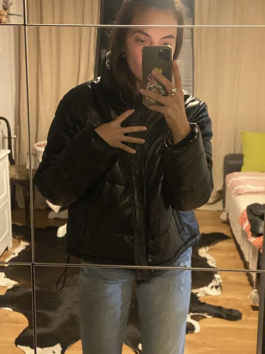 Geaca de piele de iarna gen pufoaica