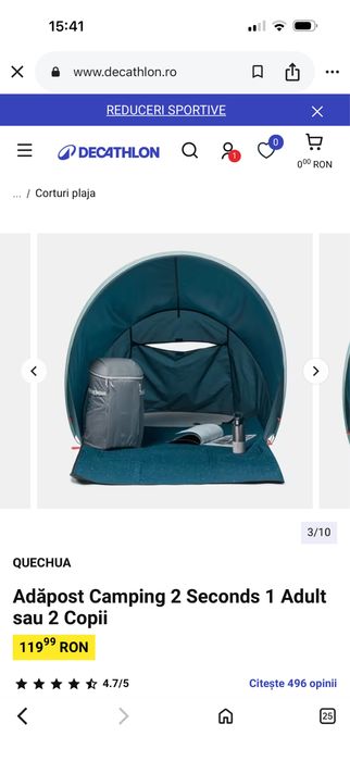Cort 2 persoane decathlon protectie uv nou