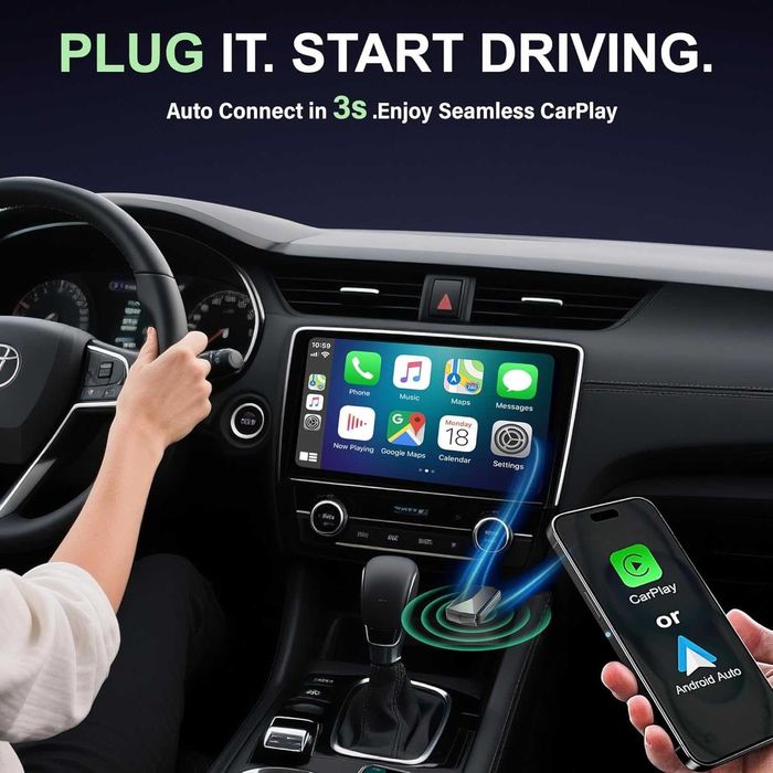 Wireless CarPlay/Android Auto Adapter – безжичен адаптер 2 в 1