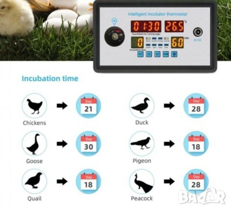 Термостат, терморегулатор, влагометър, влагомер за инкубатор