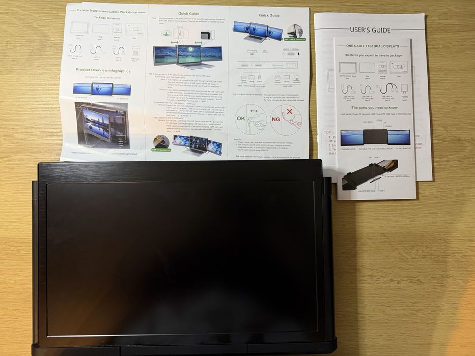Kefeya P2 Pro – Monitor portabil triplu pentru laptop, 13.3", Full HD