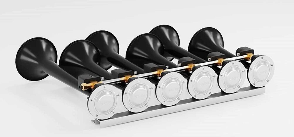 24V 130dB музикална с 22 мелодии въздушна тромба с 6 тръби BASURI 4.0