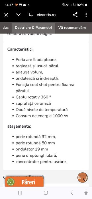 Vand perie Bellissima cu aer cald 5in1 11726 my pro gh 18 1100