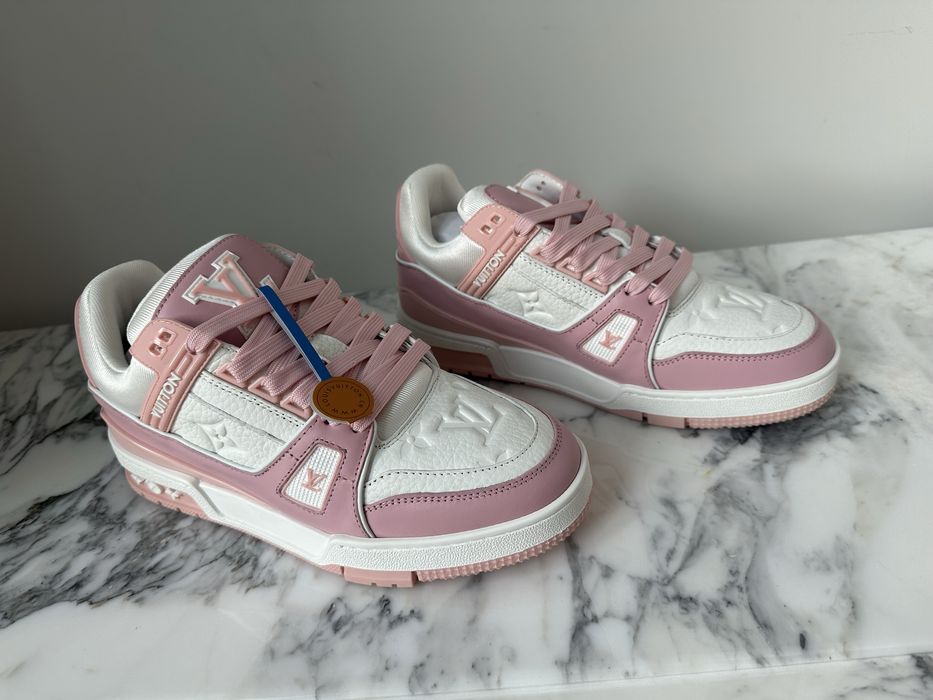 sneakers piele naturala LV Trainer Pink –