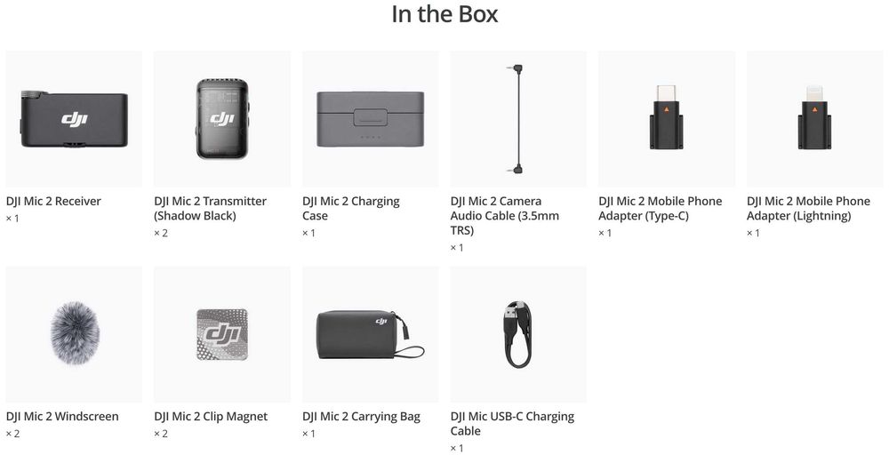 DJI Mic 2 KIT 2TX+1RX WiFi 2 lavaliere+RECEPTOR lightning USB pret FIX