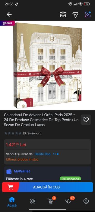 Calendarul De Advent L'Oréal Paris 2025 – 24 De Produse Cosmetice De T
