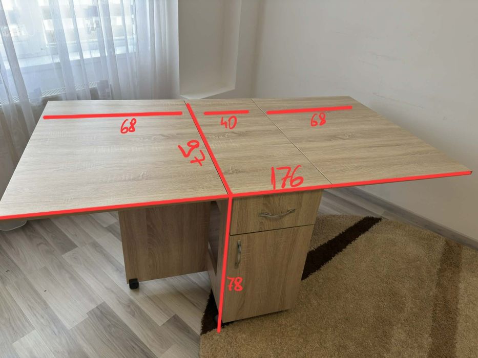 Masa pliabila rabatabila extensibila pe roti