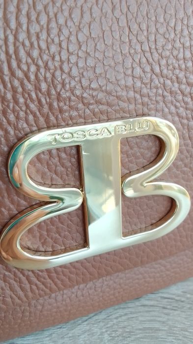 Кожена чанта Tosca Blu Livigno с релеф