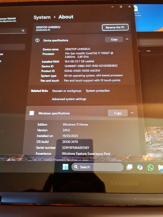 Laptop Samsung Intel I7 2.8Ghz 16GB RAM XE Iris graphics 8GB IMPECABIL