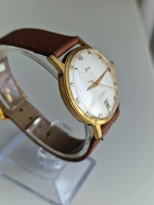 Ceas automatic placat cu aur Swiss made marca Gama. Mecanism ETA2472.