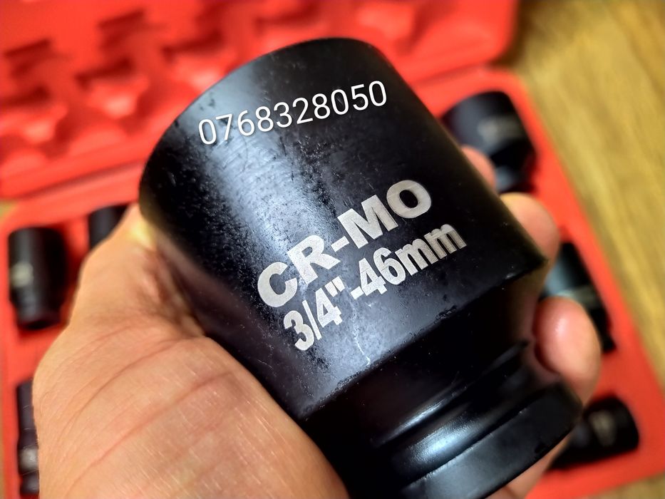 Set tubulare impact 3/4″ – 16 piese + cutie robustă