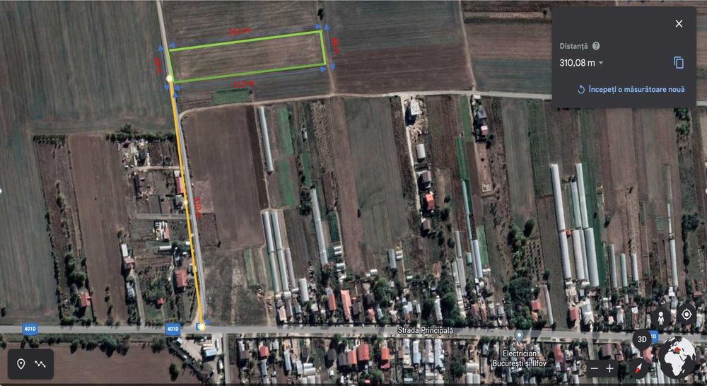 Teren extravilan 10.170m2, Ilfov, Vidra, laturi egale 48m x 212m