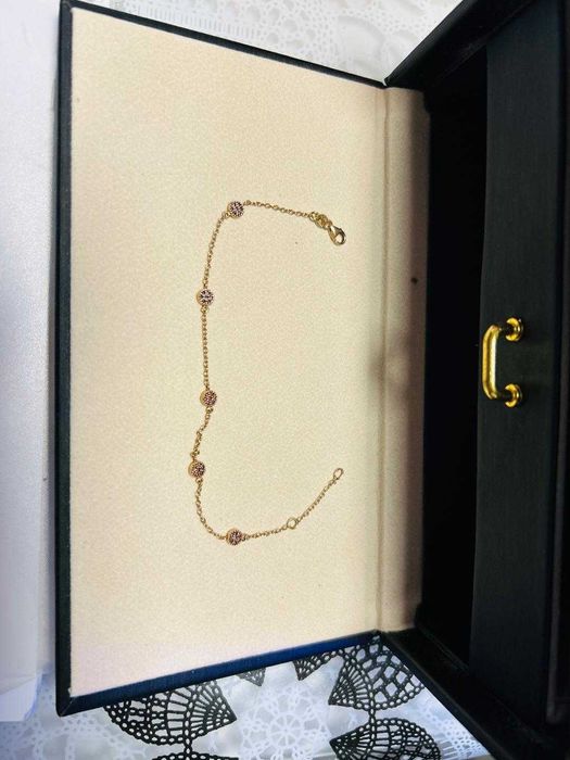 Bratara din aur roz de 14 K cu zirconii maro