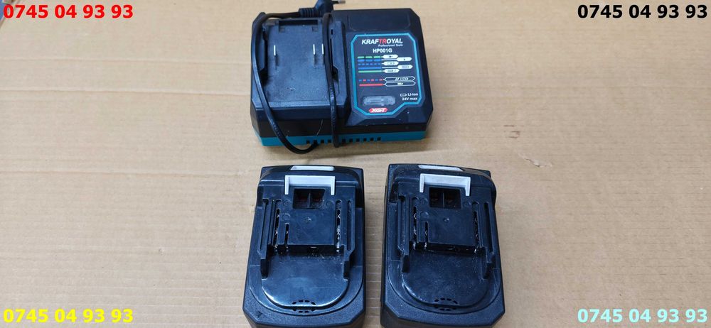 alimentator incarcator KRAFTROYAL HP001G functional si 2 acumulatori 24v 6A (probabil defecti) se vand la pachet toate 3