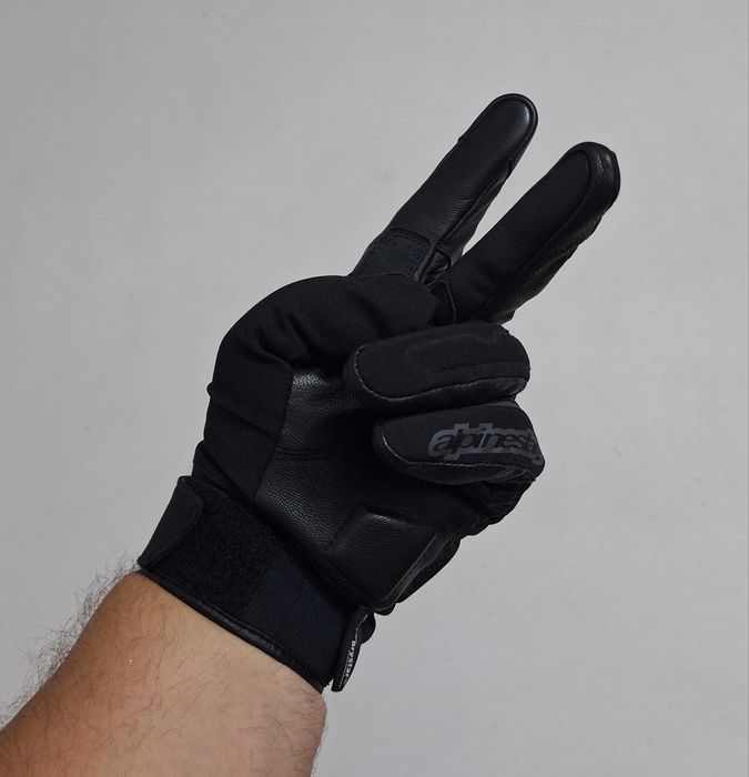 Manusi Alpinestars Syncro Drystar din piele naturală si carbon, cu protecții, negre, Marime XL pt. bărbați