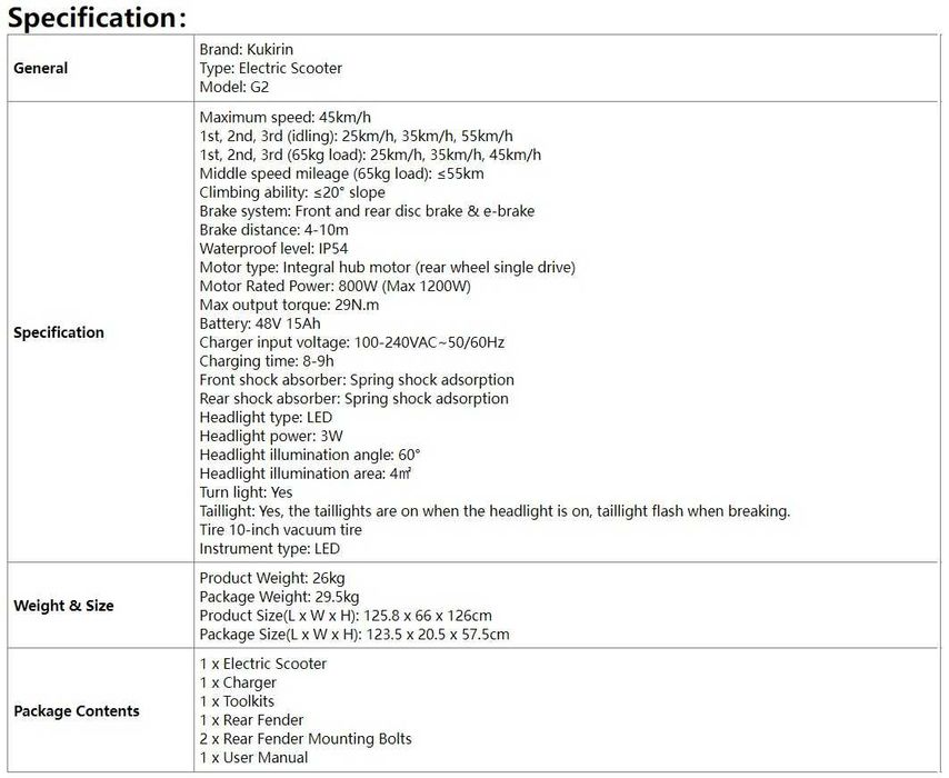 Електрически скутер/тротинетка KuKirin G2 800W 15AH