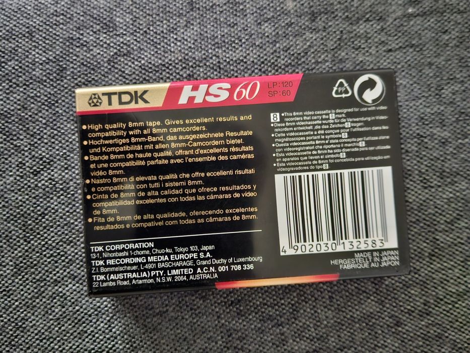 Caseta Video 8mm TDK Japan