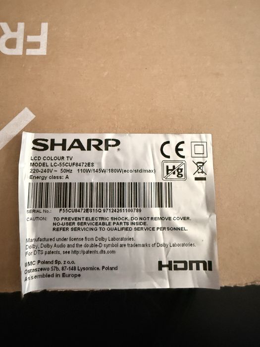 LCD Sharp 139 cm, in stare foarte buna.