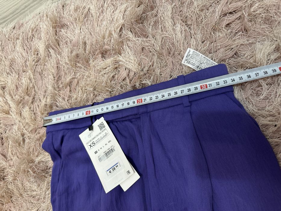 Pantaloni Slip Fare Wide Leg Mix Lyocell Mov Zara, Mărimea XS