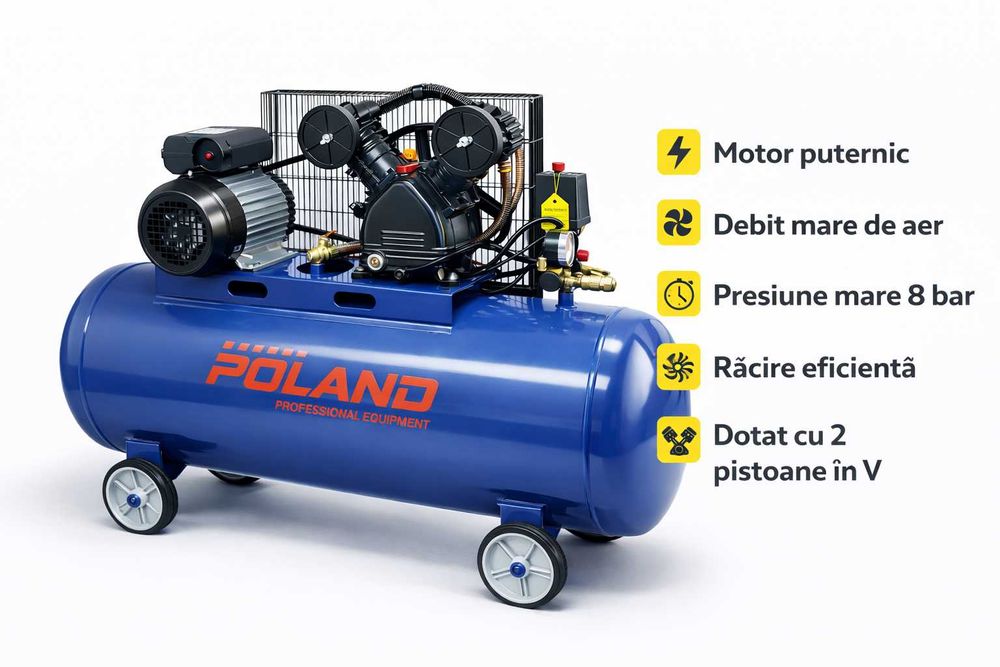 Compresor profesional 200L 8 bari 2 pistoane 220V