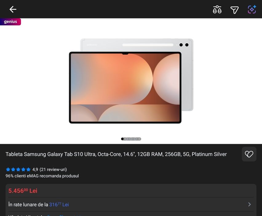 Samsung Tab S10 Ultra 5g ,12/256gb cu sim,Sigilata,Pret Fix