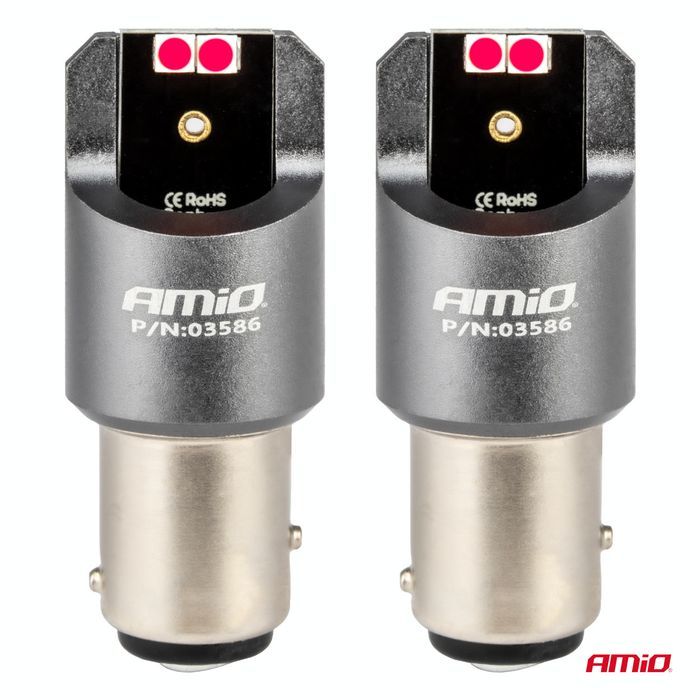 Set bec led Canbus PRO series BAY15D P21/5W 4x3030 SMD Rosu 12/24V