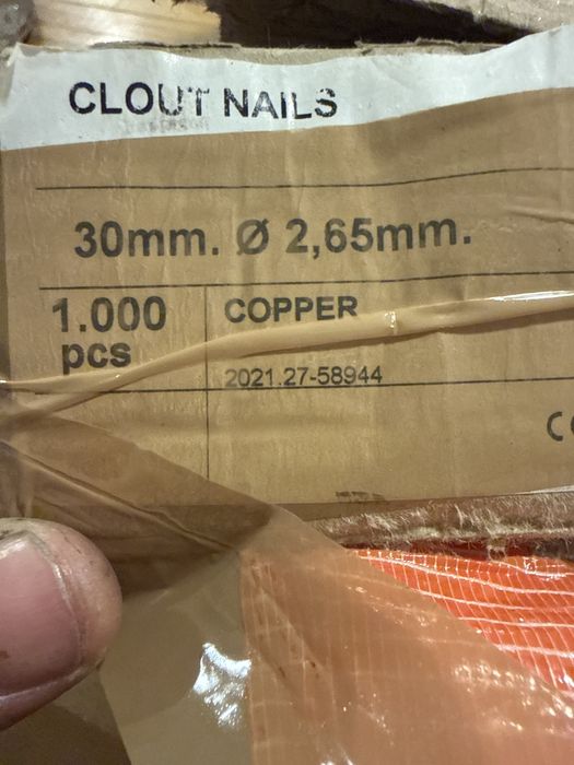 Cuie cupru 30mm, 2,65 mm grosime ( 3,4kg) 35x3,35mm (3kg)