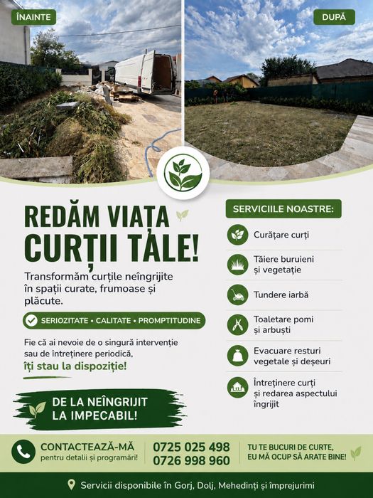 Intreținere si Curațare spații verzi.