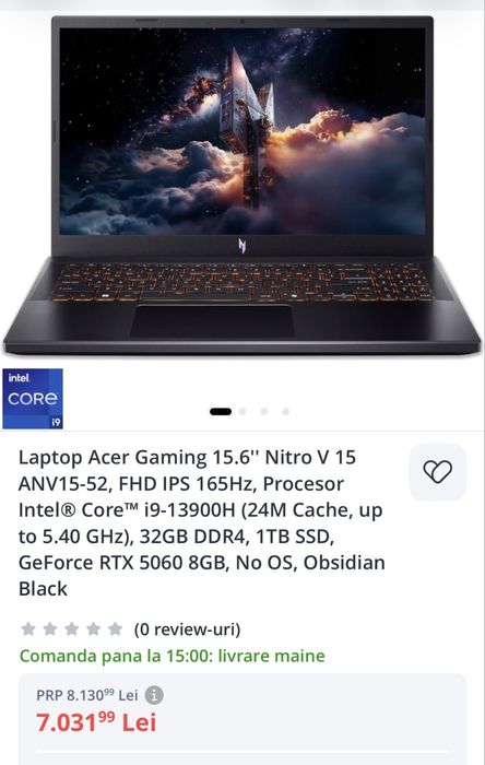 Acer Gaming Nitro V15 (i9 / 1T SSd / 32gb Ram)