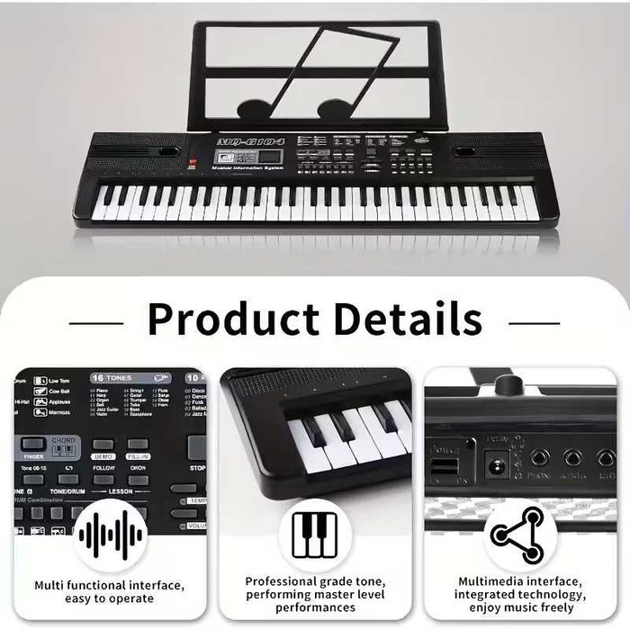 Преносимо 61-клавишно Пиано