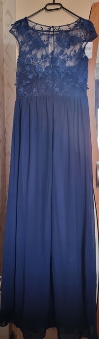 Официална дълга рокля в тъмно синьо
