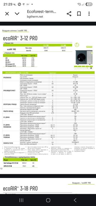 Ecoforest  ECOAIR 3-12 PRO (G2) термопомпа въздух-вода 12kw