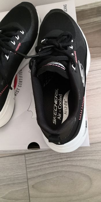 Skechers, Pantofi sport Arch Fit, Alb, Negru, 38