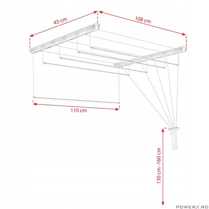 Uscator rufe de tavan 5x110 cm Sepio