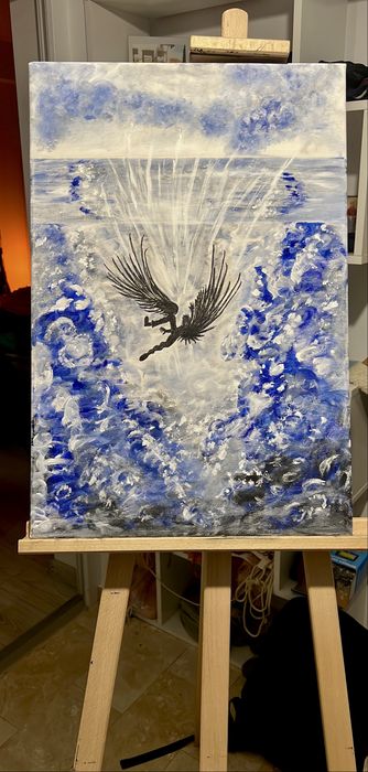 Tablou , pictura in ulei pe panza Caderea lui Icar