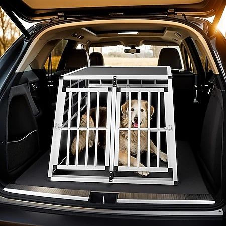 Масивна Двойна транспортна кутия за кучета с заключваща  врата, прегра