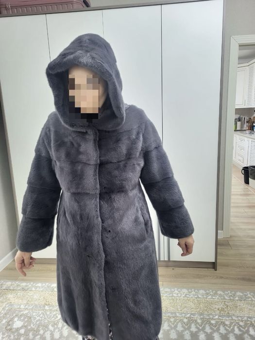 Норковая шуба с капюшоном