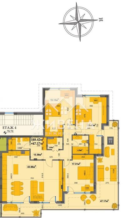 4-стаен апартамент, проект, м-т Манастирски рид, площ 227