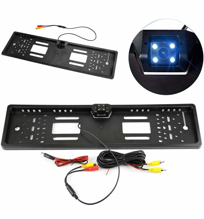 Suport plăcuță de înmatriculare pe spate + camera de marșarier cu vedere nocturnă