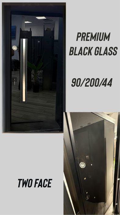 Входна врата за външни условия-Premium black glass